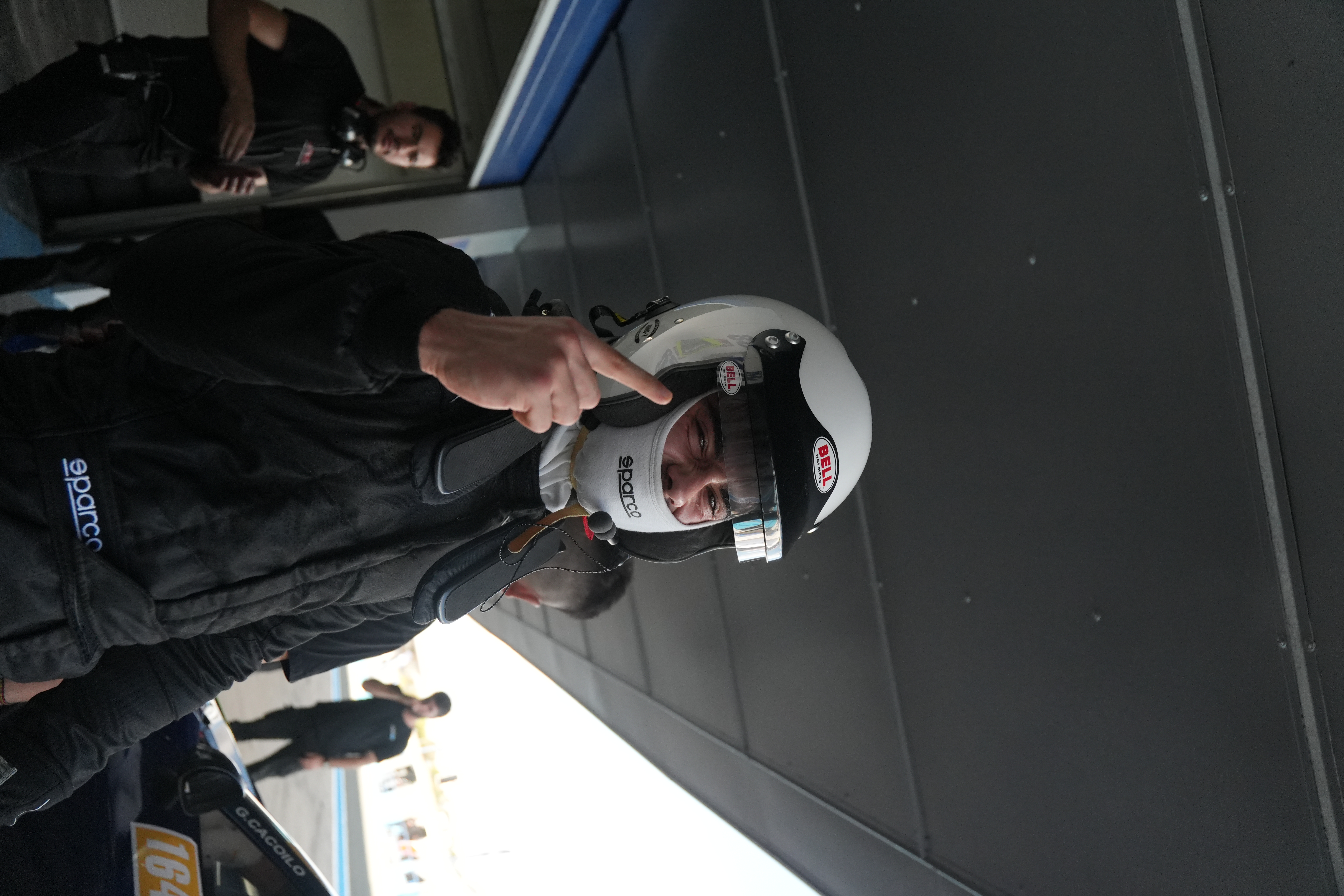 Gabriel in race suit